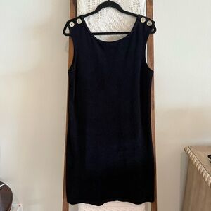 Juicy Couture Vintage Black Velour Button Detail Sleeveless Dress